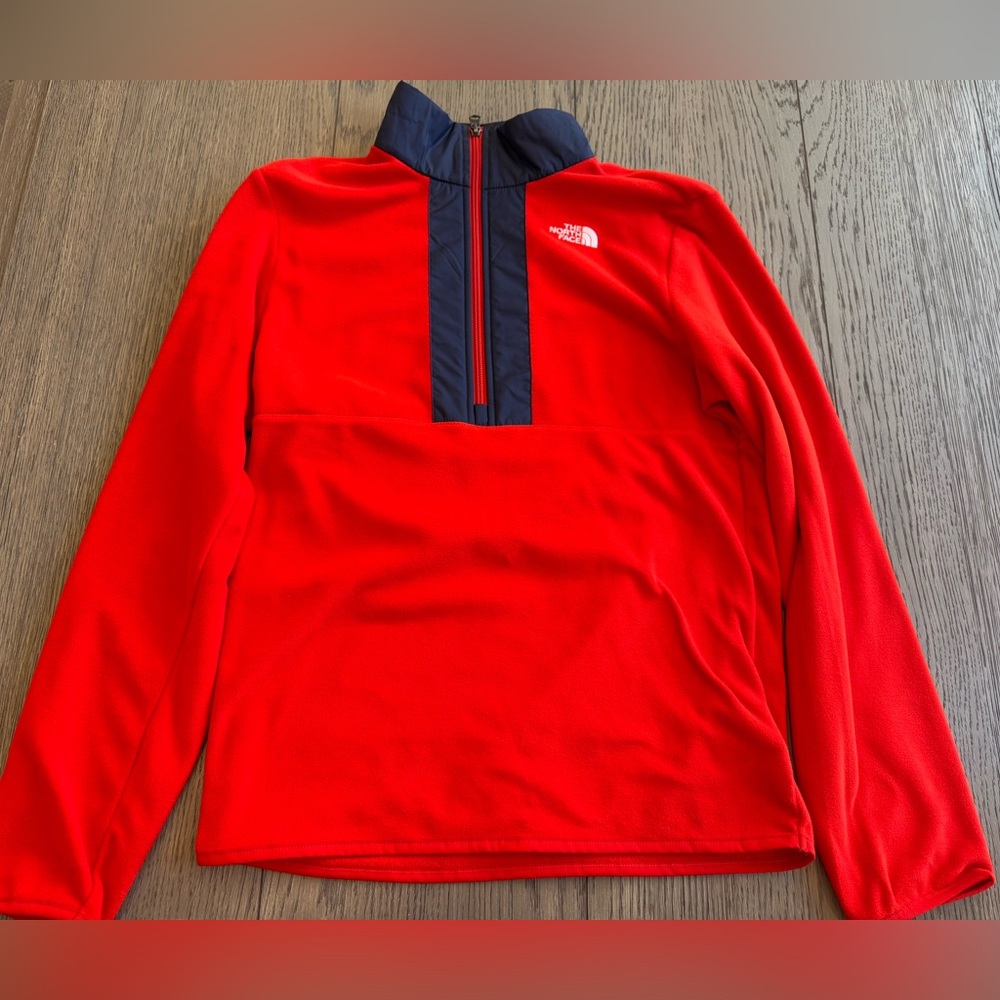 The North Face, 1/4 Zip Fleece, Youth XL, Orange and Blue